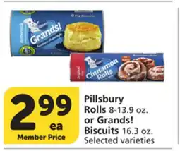 Vons Pillsbury Rolls 8-13.9 oz. or Grands! Biscuits 16.3 oz offer