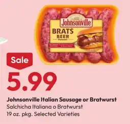 Stater Bros Johnsonville Italian Sausage or Bratwurst offer