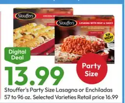 Stater Bros Stouffer's Party Size Lasagna or Enchiladas offer