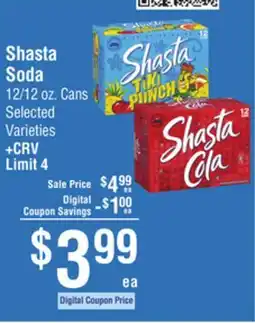 Smart & Final Shasta Soda offer