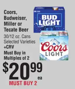 Smart & Final Coors, Budweiser, Miller or Tecate Beer offer
