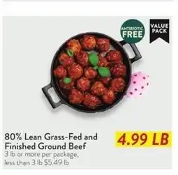 Fresh Thyme 80% Lean Grass-Fed and Finished Ground Beef offer