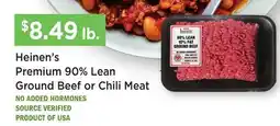 Heinen's Heinen's Premium 90% Lean Ground Beef or Chili Meat offer