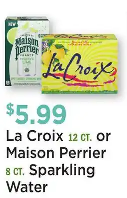 Heinen's La Croix 12 CT. or Maison Perrier 8 CT. Sparkling Water offer