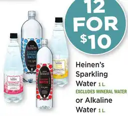 Heinen's Heinen's Sparkling Water 1 L. or Alkaline Water 1 L offer