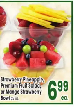 Jewel-Osco Strawberry Pineapple, Premium Fruit Salad, or Mango Strawberry Bowl offer