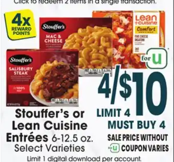 Jewel-Osco Stouffer's or Lean Cuisine Entrées offer