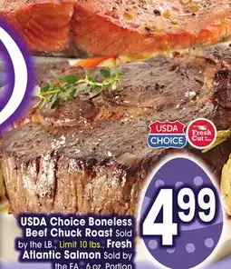 Jewel-Osco USDA Choice Boneless Beef Chuck Roast, Fresh Atlantic Salmon offer