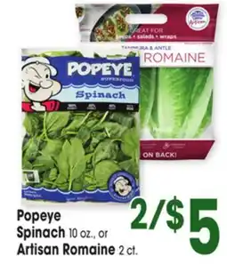 Jewel-Osco Popeye Spinach 10 oz., or 10 oz., or Artisan Romaine offer