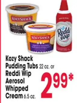Jewel-Osco Kozy Shack Pudding Tubs 22 oz. or Reddi Wip Aerosol Whipped Cream 6.5 oz offer