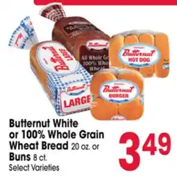 Jewel-Osco Butternut White or 100% Whole Grain Wheat Bread 20 oz. or Buns 8 ct offer