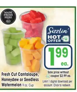 Jewel-Osco Fresh Cut Cantaloupe, Honeydew or Seedless Watermelon offer