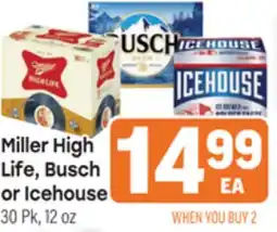 Tony’s Fresh Market Miller High Life, Busch or Icehouse offer
