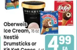 Tony’s Fresh Market Oberweis Ice Cream, 16 oz Nestlé Drumsticks or Kit Kat Cones, 4 ct offer