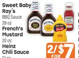 Tony’s Fresh Market Sweet Baby Ray's BBQ Sauce 28 oz French's Mustard 20 oz Heinz Chili Sauce 12 oz offer