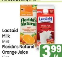 Tony’s Fresh Market Lactaid Milk 64 oz, Florida's Natural Orange Juice 52 oz offer