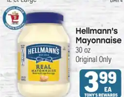 Tony’s Fresh Market Hellmann's Mayonnaise offer