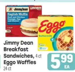 Tony’s Fresh Market Jimmy Dean Breakfast Sandwiches, 4ct or Eggo Waffles 24ct offer