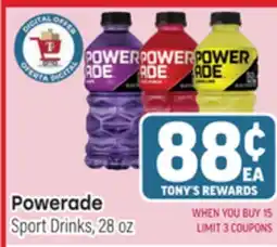 Tony’s Fresh Market Powerade Sport Drinks offer