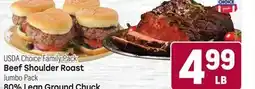 Tony’s Fresh Market USDA Choice Family Pack Beef Shoulder Roast Jumbo Pack 80% Lean Ground Chuck offer