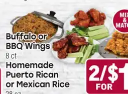 Tony’s Fresh Market Buffalo or BBQ Wings 8ct Homemade Puerto Rican or Mexican Rice 28oz offer
