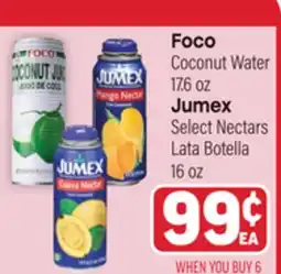 Tony’s Fresh Market Foco Coconut Water 17.6 oz Jumex Select Nectars Lata Botella 16 oz offer