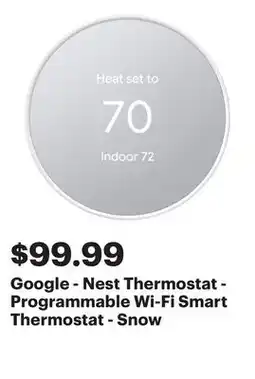 Best Buy Google - Nest Thermostat - Programmable Wi-Fi Smart Thermostat - Snow offer