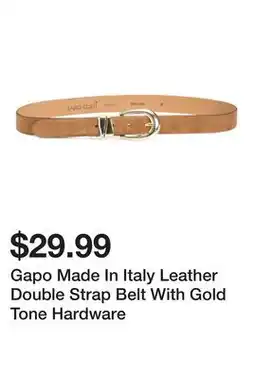 Marshalls Gapo Made In Italy Leather Double Strap Belt With Gold Tone Hardware offer