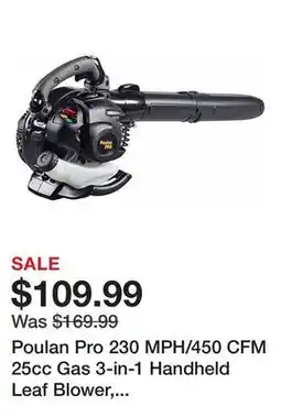Tractor Supply Company Poulan Pro 230 MPH/450 CFM 25cc Gas 3-in-1 Handheld Leaf Blower, Vacuum and Mulcher offer