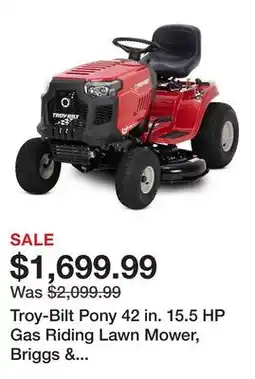 Tractor Supply Company Troy-Bilt Pony 42 in. 15.5 HP Gas Riding Lawn Mower, Briggs & Stratton Engine, CVT Transmission offer