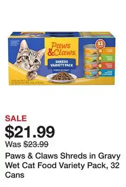 Tractor Supply Company Paws & Claws Shreds in Gravy Wet Cat Food Variety Pack, 32 Cans offer