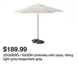 Ikea JOGGESÖ / IGGÖN Umbrella with base, tilting light grey-beige/dark gray offer