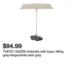 Ikea TVETÖ / IGGÖN Umbrella with base, tilting gray-beige/white dark gray offer