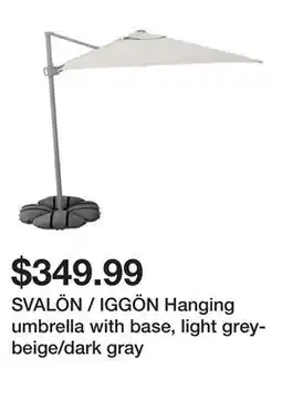 Ikea SVALÖN / IGGÖN Hanging umbrella with base, light grey-beige/dark gray offer