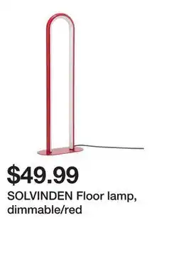 Ikea SOLVINDEN Floor lamp, dimmable/red offer