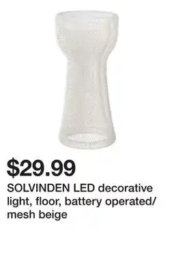 Ikea SOLVINDEN LED decorative light, floor, battery operated/mesh beige offer