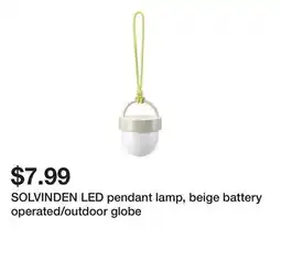 Ikea SOLVINDEN LED pendant lamp, beige battery operated/outdoor globe offer