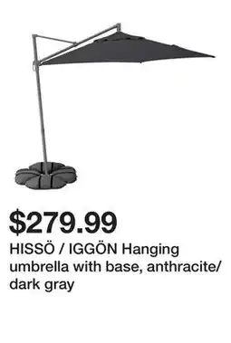 Ikea HISSÖ / IGGÖN Hanging umbrella with base, anthracite/dark gray offer