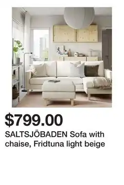 Ikea SALTSJÖBADEN Sofa with chaise, Fridtuna light beige offer