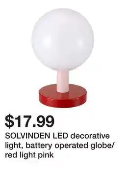 Ikea SOLVINDEN LED decorative light, battery operated globe/red light pink offer