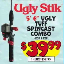 Ollie's 5' 6 UGLY TUFF SPINCAST COMBO offer