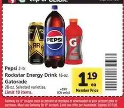 Safeway Pepsi, Rockstar Energy Drink, Gatorade offer
