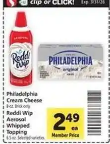 Safeway Philadelphia Cream Cheese / Reddi Wip Aerosol Whipped Topping offer