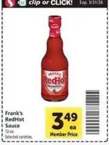 Safeway Frank's RedHot Sauce offer