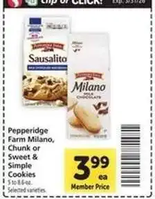 Safeway Pepperidge Farm Milano, Chunk, or Sweet & Simple Cookies offer