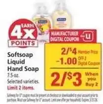 Safeway Softsoap Liquid Hand Soap offer