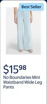 Walmart No Boundaries Mini Waistband Wide Leg Pants, 31'' Inseam, Women's Sizes XXS-XXL offer