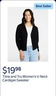 Walmart Time and Tru Women's V-Neck Cardigan Sweater, Lightweight offer