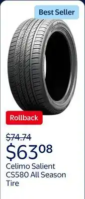 Walmart Celimo Salient CS580 All Season 225/45R17 94Y XL SUV/Crossover Tire offer