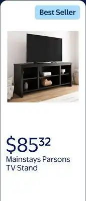 Walmart Mainstays Parsons TV Stand for TVs up to 50, Black Oak Finish offer
